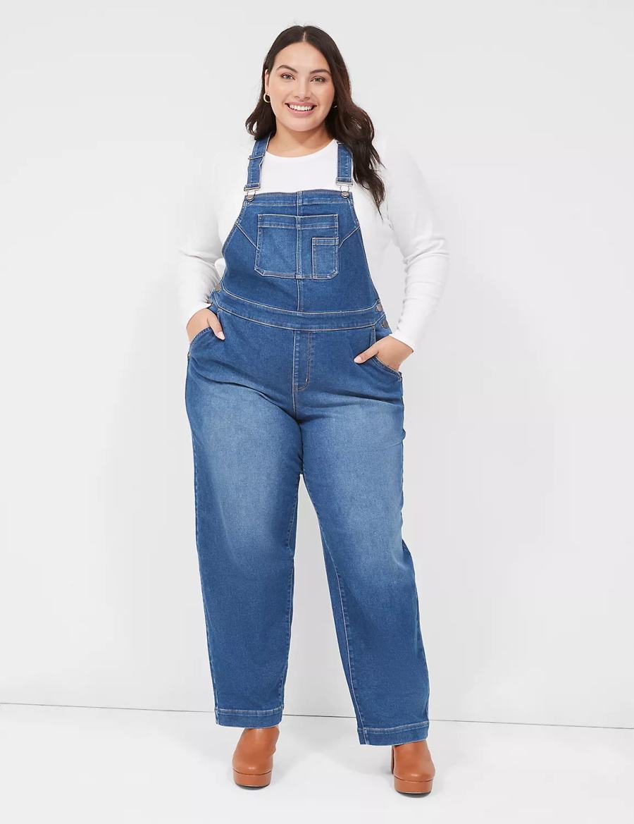 Lane Bryant Authentic Straight Leg Denim Tuta Intera Donna Blu | YQA4224MR