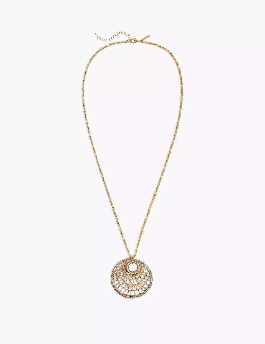 Lane Bryant Beaded Woven Filigree Collana con Pendente Donna Oro | CLG5349IU