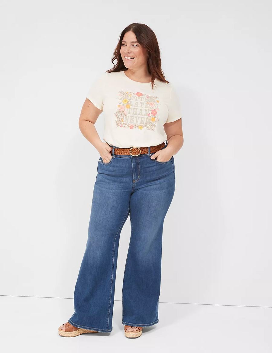 Lane Bryant Better Late Than Never Graphic Tee Magliette Donna Bianche | GHM5123SX