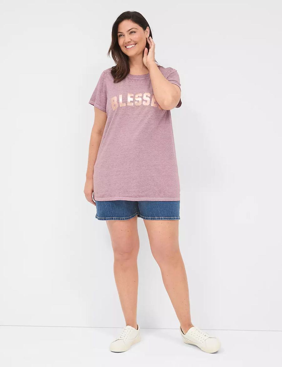 Lane Bryant Blessed Graphic Tee Magliette Donna Viola Profondo | MOD82GG