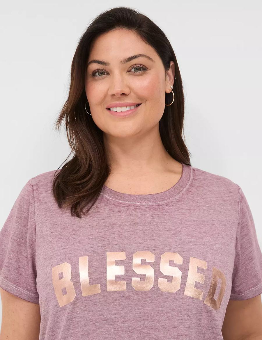 Lane Bryant Blessed Graphic Tee Magliette Donna Viola Profondo | MOD82GG