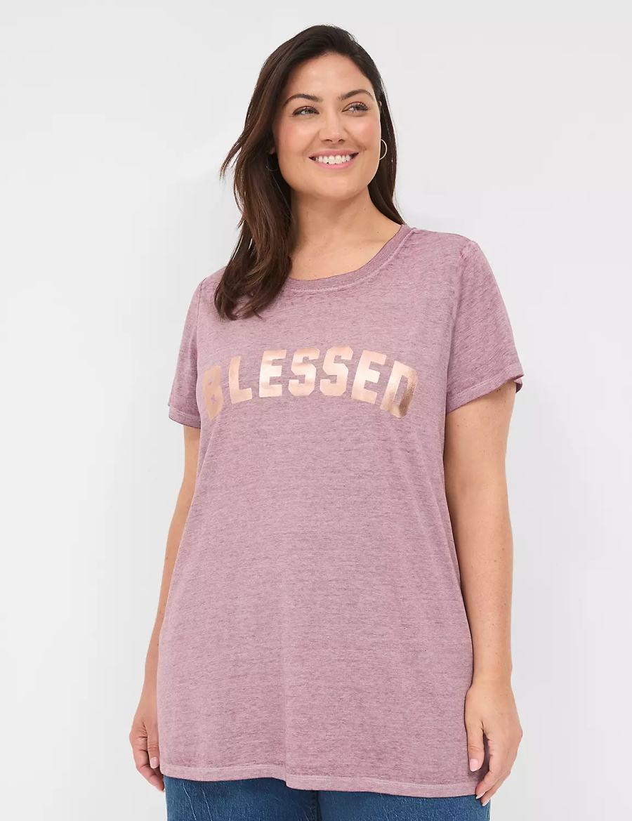 Lane Bryant Blessed Graphic Tee Magliette Donna Viola Profondo | MOD82GG