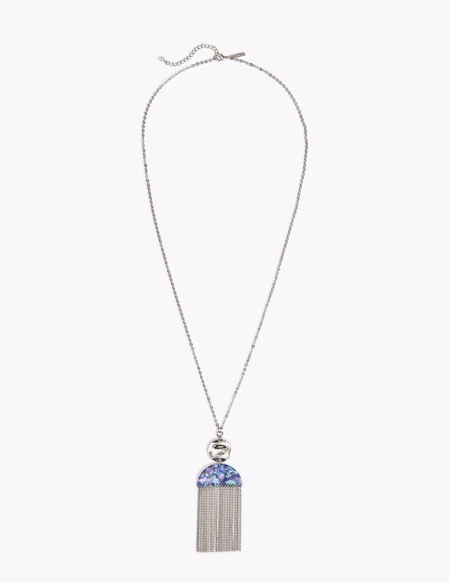 Lane Bryant Blue Tassel Collana con Pendente Donna Argento | IDC1331DE