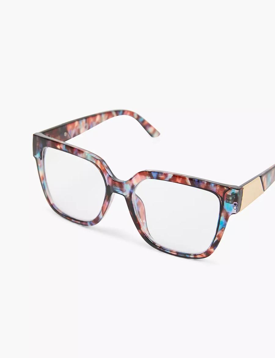 Lane Bryant Blue & Purple Tortoiseshell Print Cateye Reading Occhiali Donna Blu | EFA4284XU