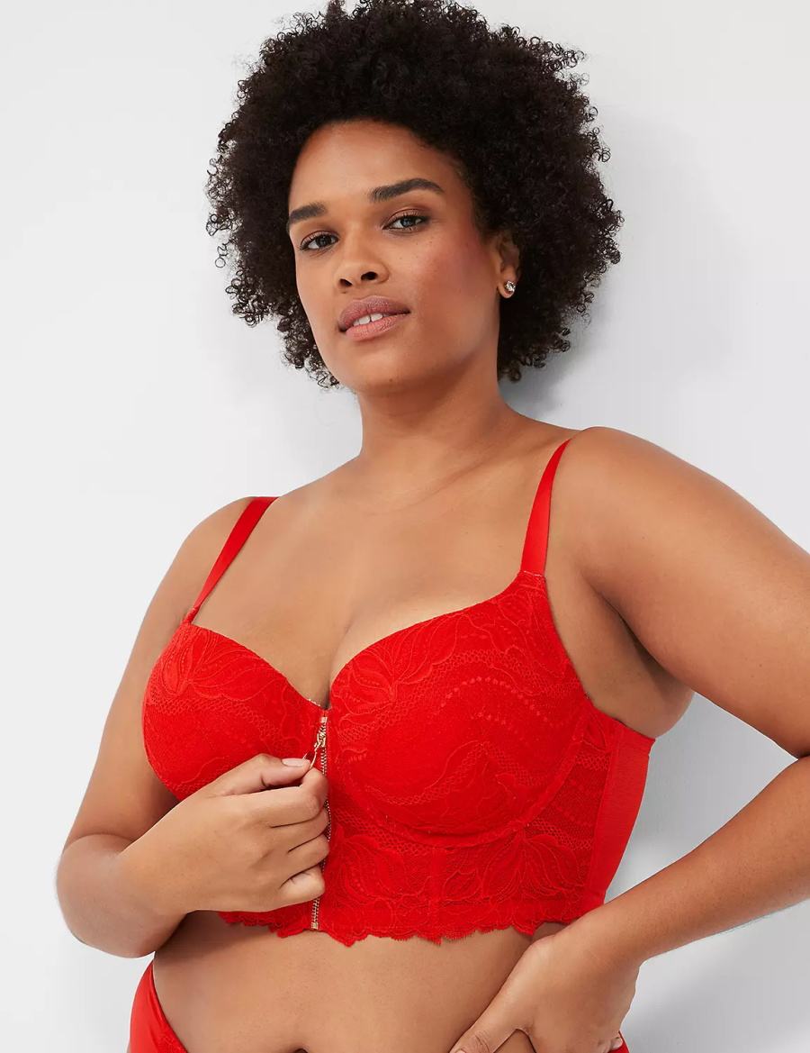 Lane Bryant Boost Longline Reggiseno A Balconcino Donna Rosse | PDK5044KD