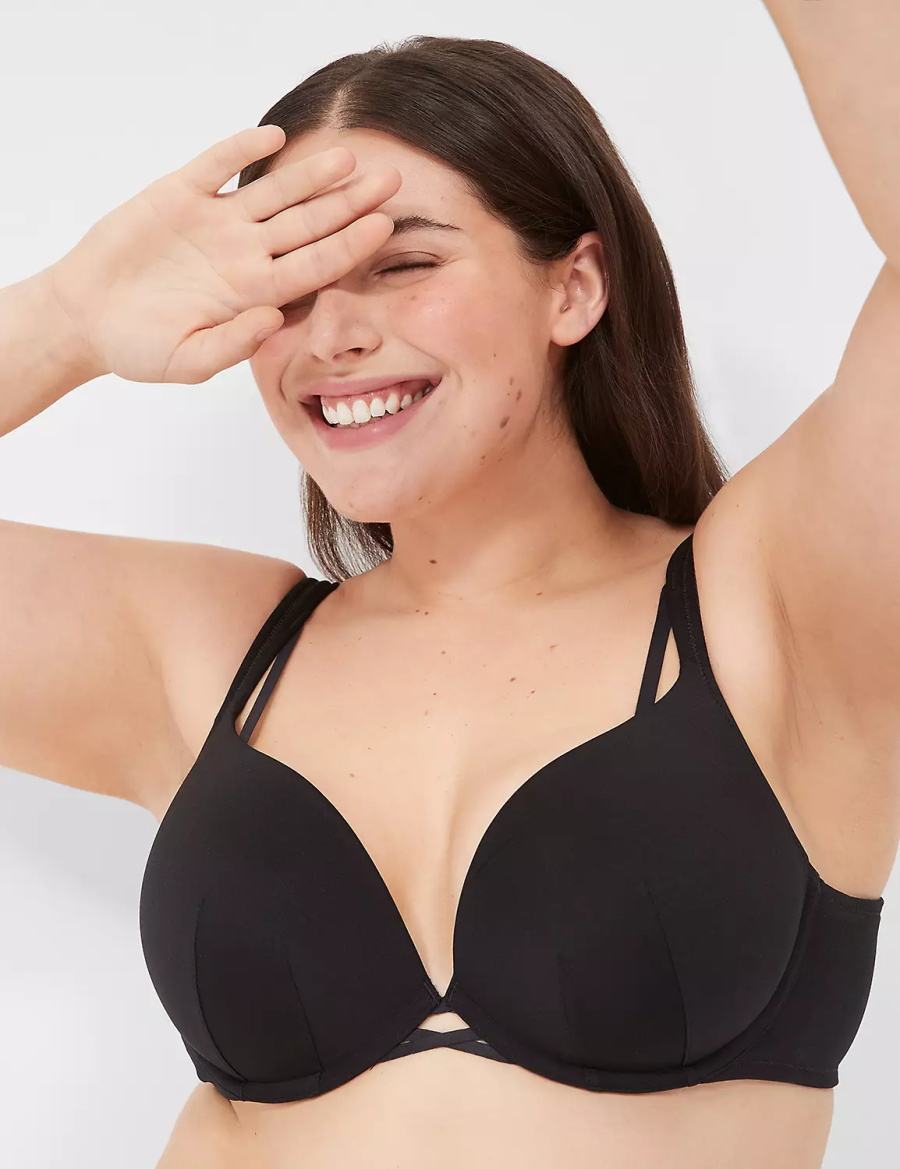 Lane Bryant Boost Plunge Bralette Donna Nere | EBY6489JG