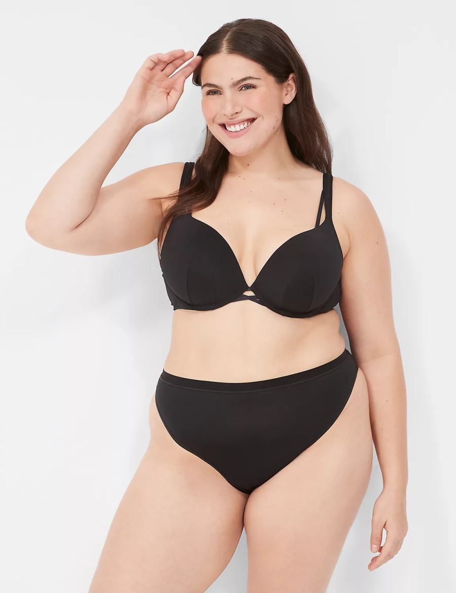 Lane Bryant Boost Plunge Bralette Donna Nere | EBY6489JG