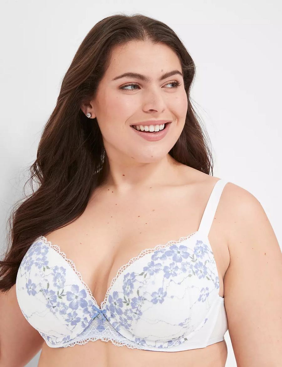 Lane Bryant Boost Plunge With Lace Bralette Donna Bianche | ZHF2139YC