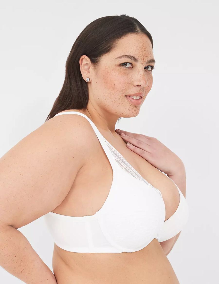 Lane Bryant Boost Plunge With Lace Bralette Donna Bianche | WKH7244NR