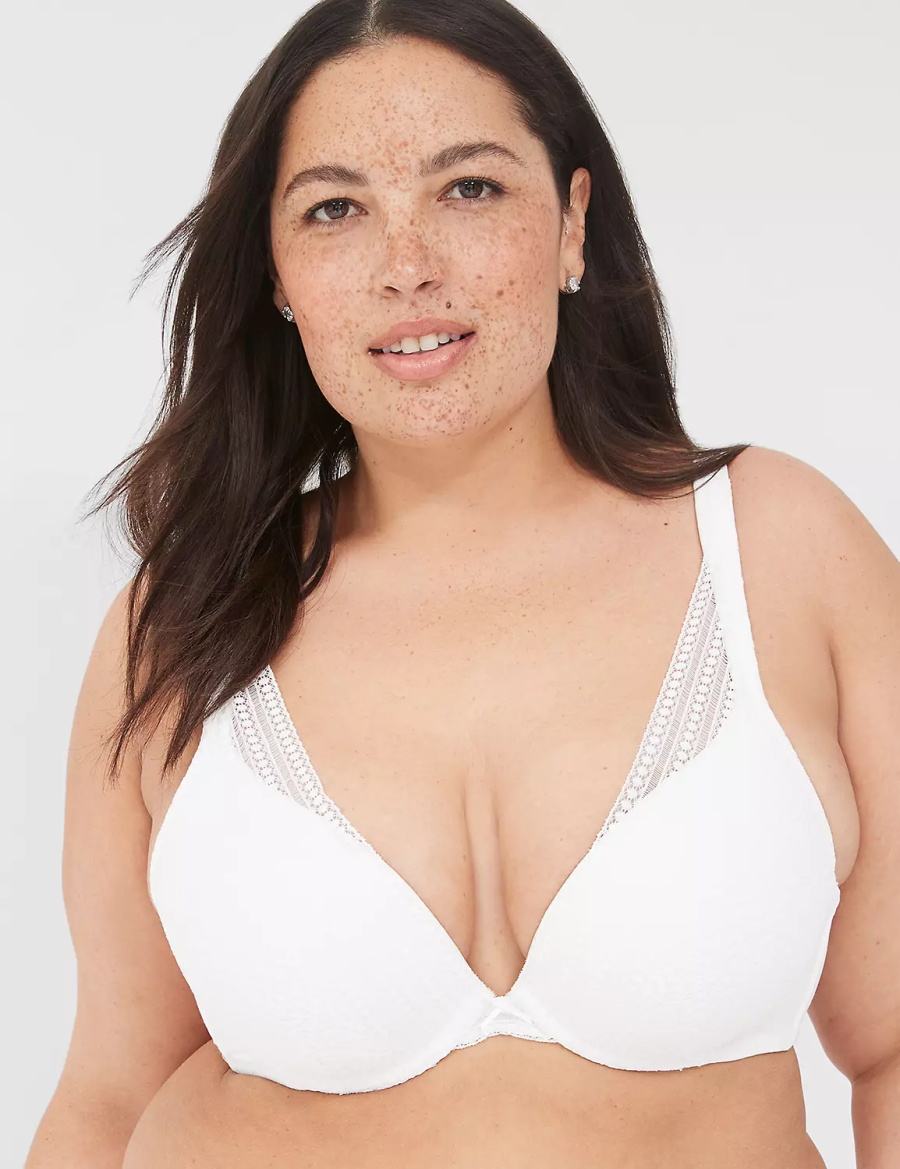 Lane Bryant Boost Plunge With Lace Bralette Donna Bianche | WKH7244NR