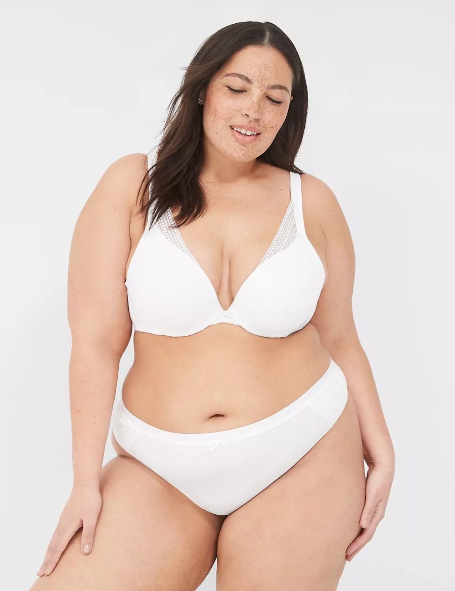 Lane Bryant Boost Plunge With Lace Bralette Donna Bianche | WKH7244NR