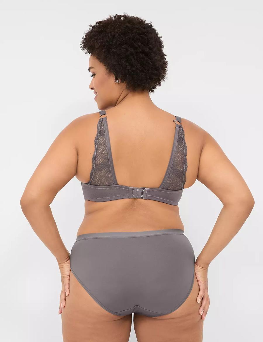 Lane Bryant Boost Plunge With Lace Bralette Donna Grigie Scuro | MPV4813BS