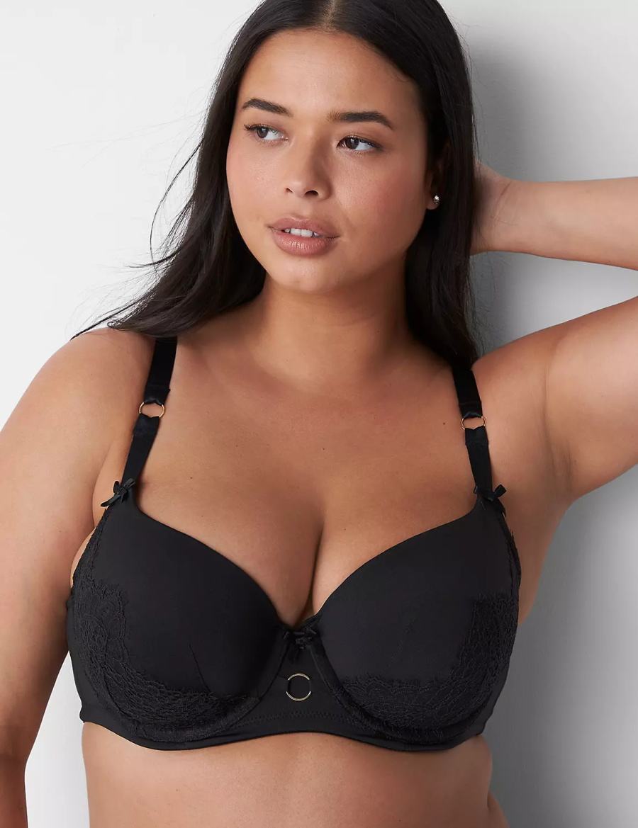 Lane Bryant Boost Reggiseno A Balconcino Donna Nere | TWQ8529QK