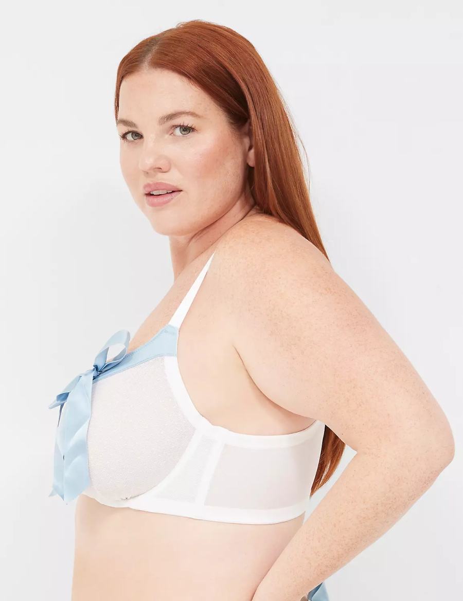 Lane Bryant Bow-Front Sheer Unlined Reggiseno A Balconcino Donna Bianche | KFC7769XW