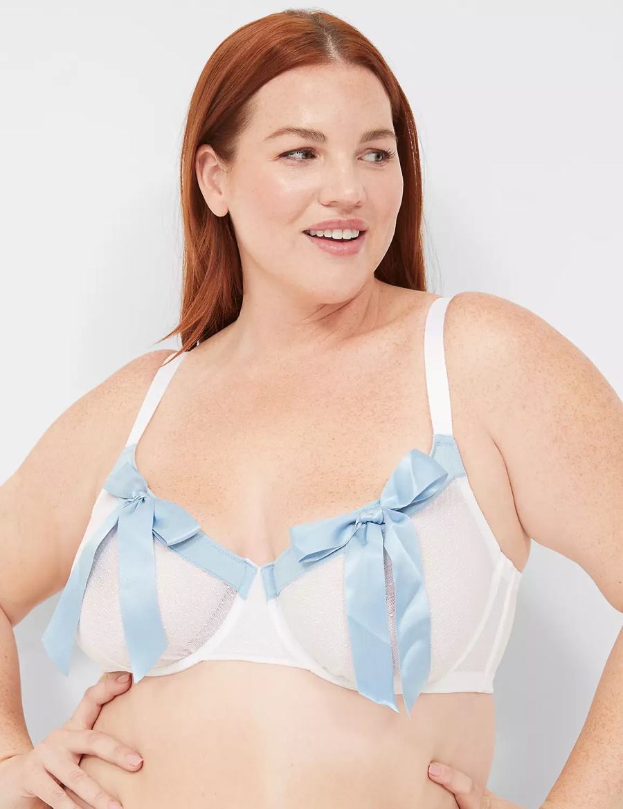 Lane Bryant Bow-Front Sheer Unlined Reggiseno A Balconcino Donna Bianche | KFC7769XW