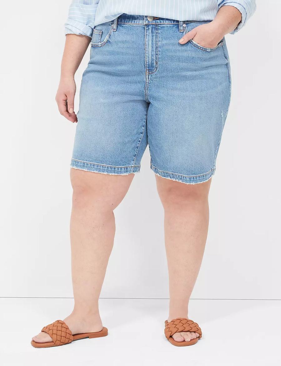 Lane Bryant Boyfriend Fit Bermuda Jean Pantaloncini Donna Blu | AUZ2645EA