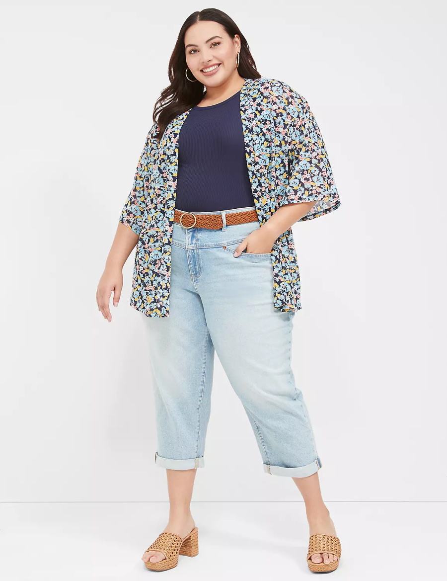 Lane Bryant Boyfriend Fit Capri Jeans Donna Blu Chiaro | MIE1499UV