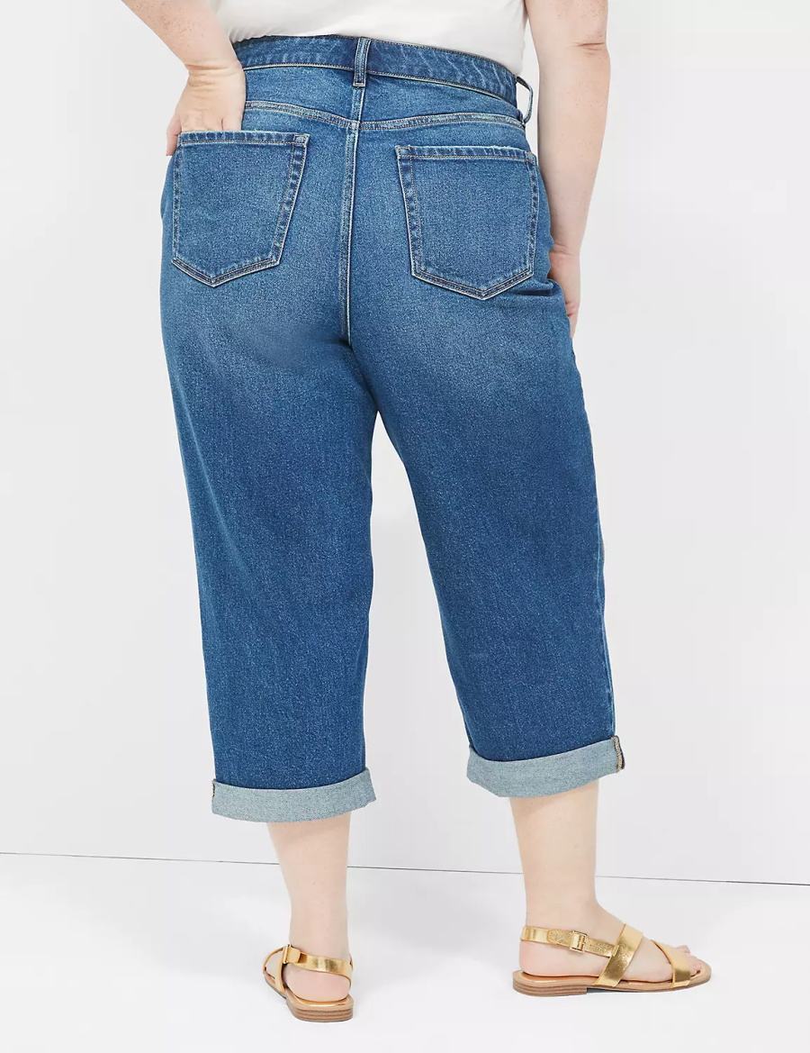 Lane Bryant Boyfriend Fit Capri Jeans Donna Blu Scuro | EVU6478HC