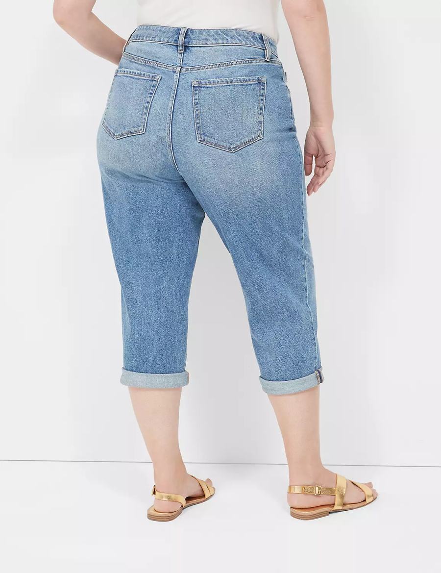 Lane Bryant Boyfriend Fit Capri Jeans Donna Blu | MDZ2336YB