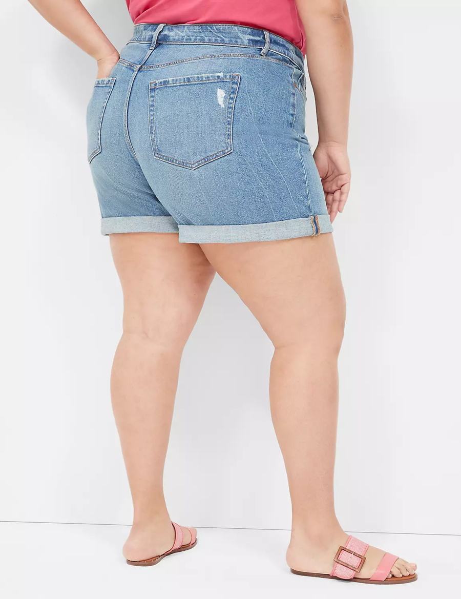 Lane Bryant Boyfriend Fit Jean Pantaloncini Donna Blu | WLE4046FC