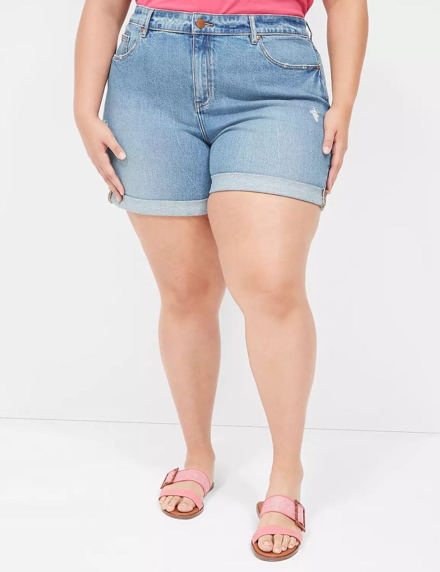 Lane Bryant Boyfriend Fit Jean Pantaloncini Donna Blu | WLE4046FC