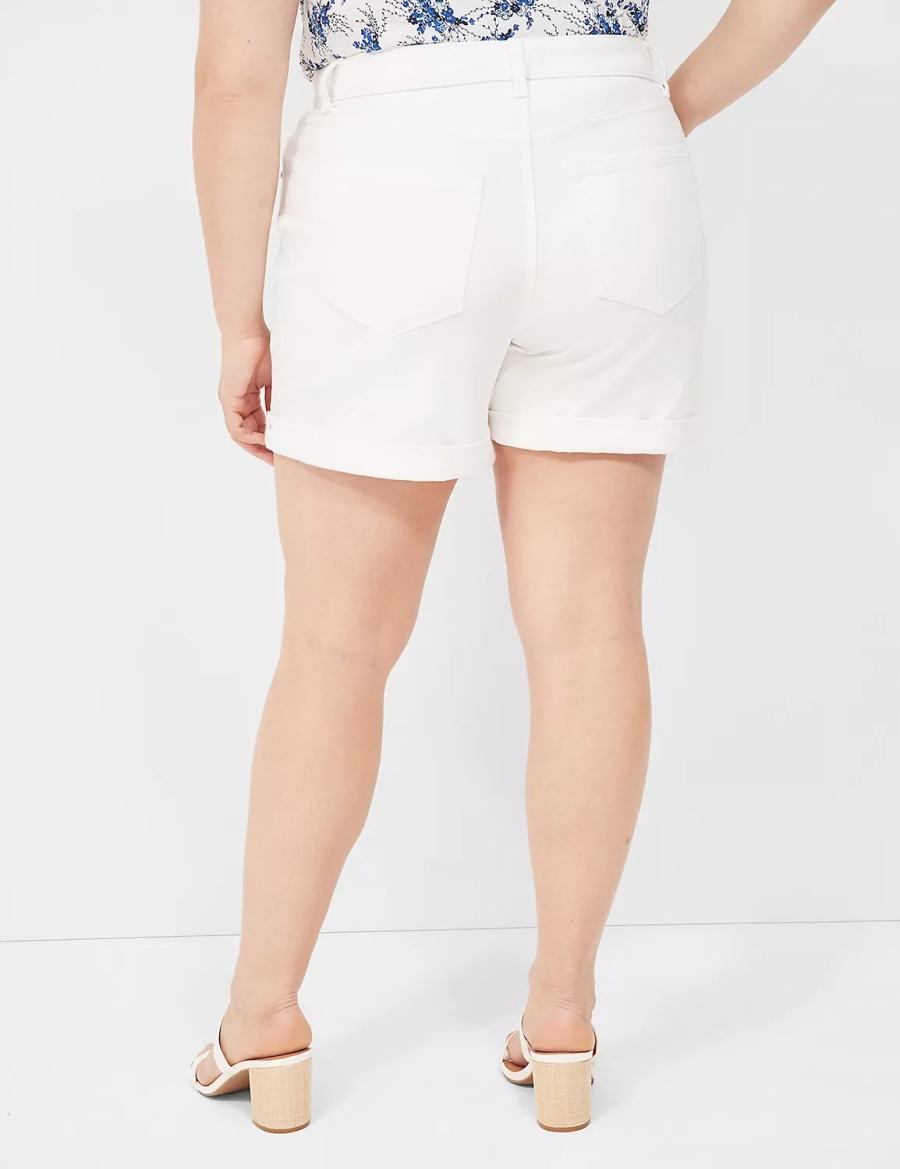 Lane Bryant Boyfriend Fit Midi Jean Pantaloncini Donna Bianche | GKD8726LF