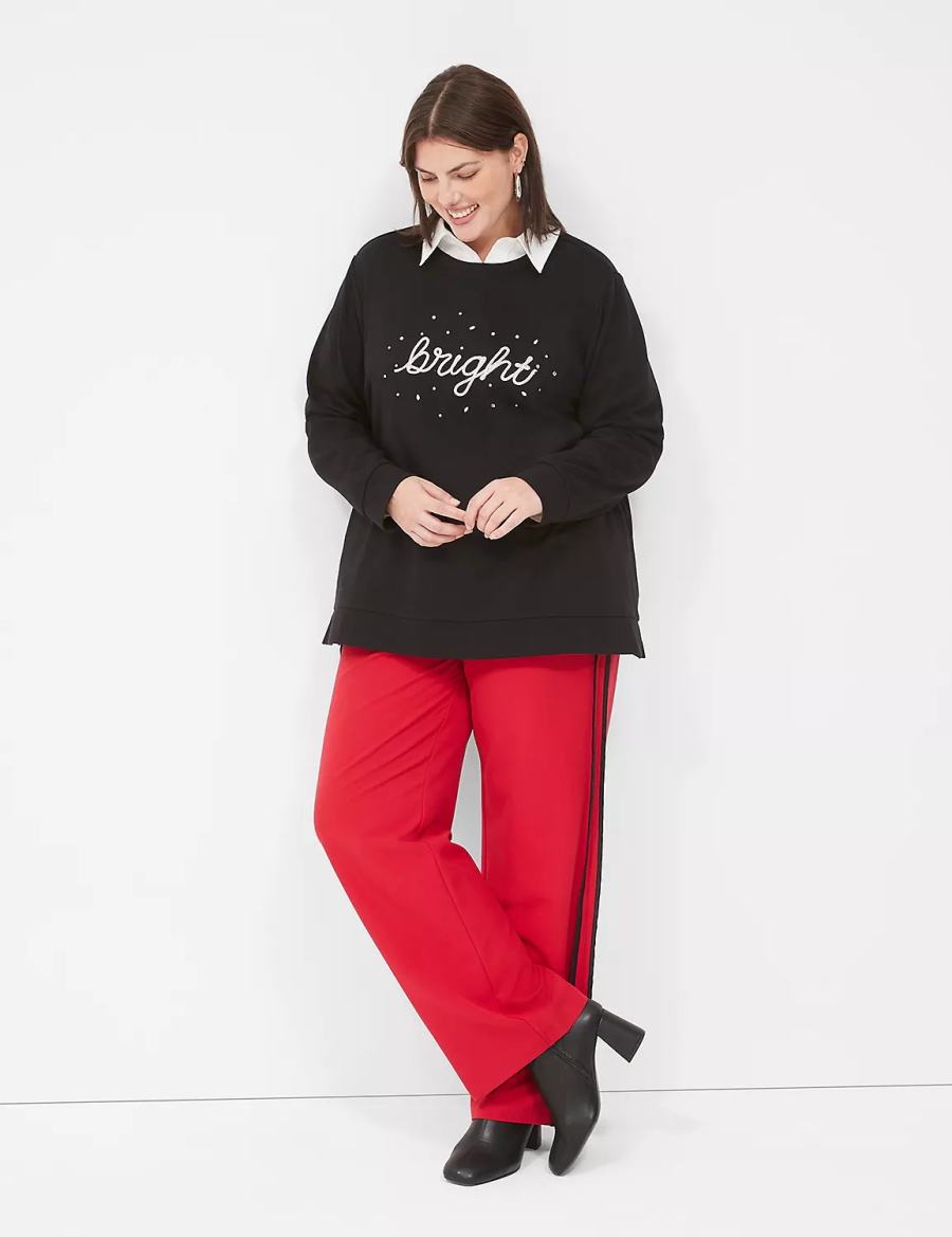 Lane Bryant Bright Embroidered Graphic Felpe Donna Nere | AGN4342YR