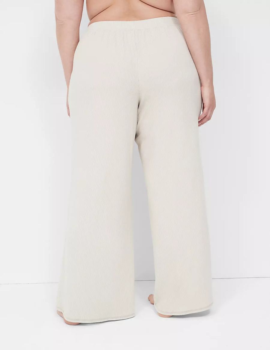 Lane Bryant Brushed Rib Wide Leg Sleep Pantaloni Donna Grigie | WTK10025IM