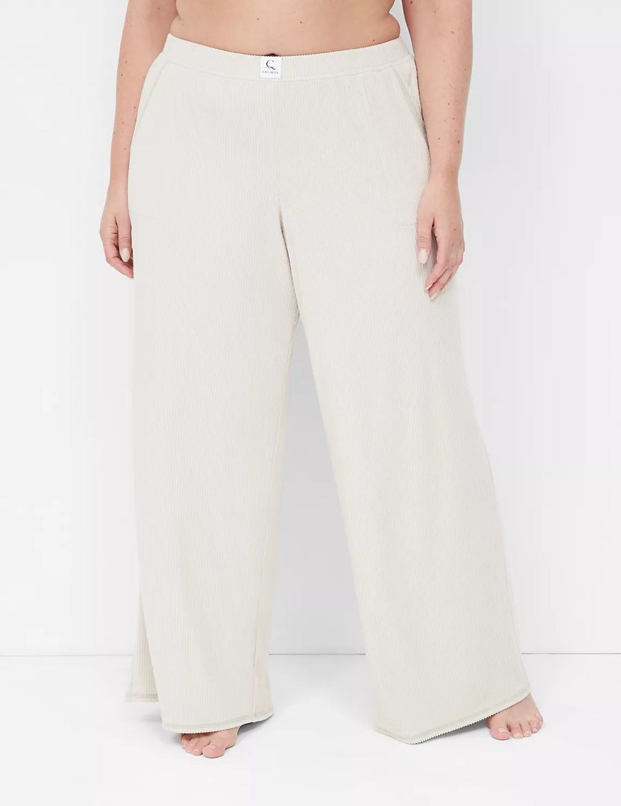 Lane Bryant Brushed Rib Wide Leg Sleep Pantaloni Donna Grigie | WTK10025IM