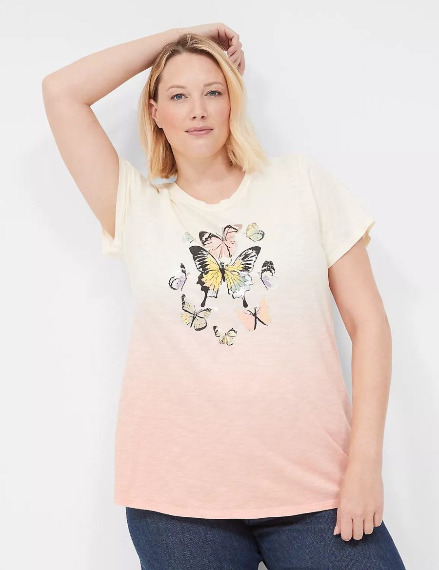 Lane Bryant Butterflies Graphic Tee Magliette Donna Bianche Arancioni | WCS8865FI