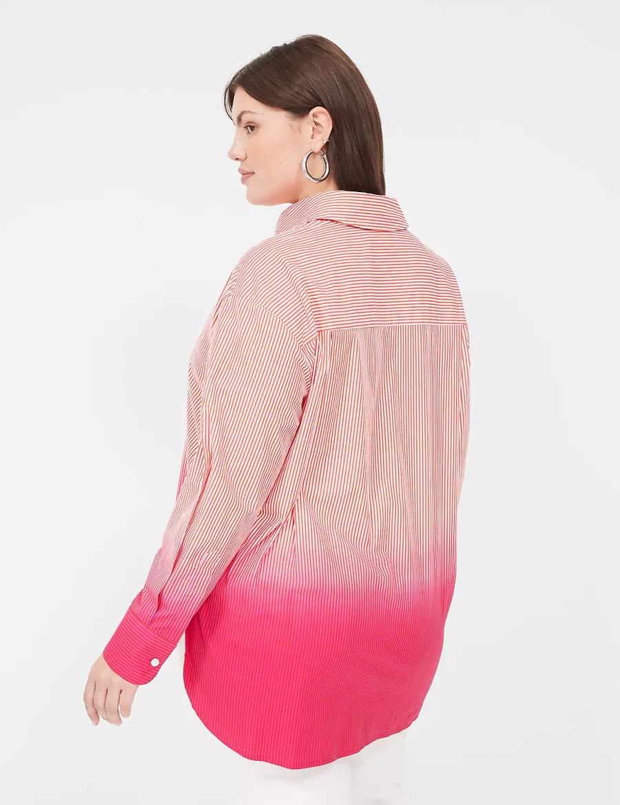 Lane Bryant Button-Down Boyfriend Camicie Donna Rosa Strisce | FFZ7418LL