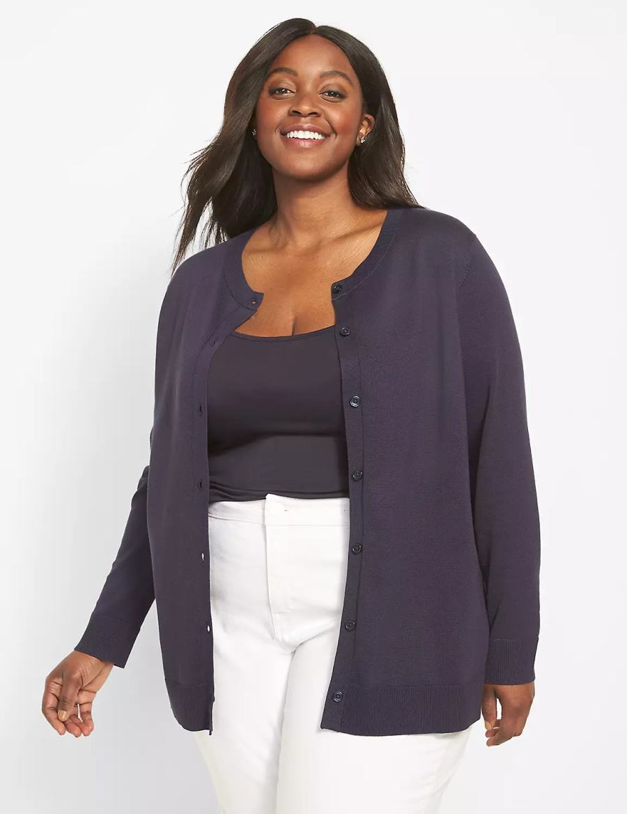 Lane Bryant Button-Front Cardigan Donna Blu | JBJ619PP