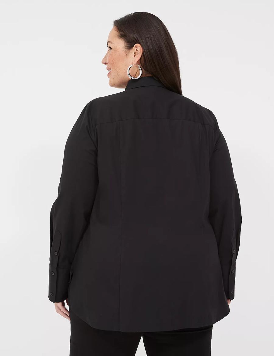 Lane Bryant Button-Front No-Peek Girlfriend Camicie Donna Nere | SAO9834KU