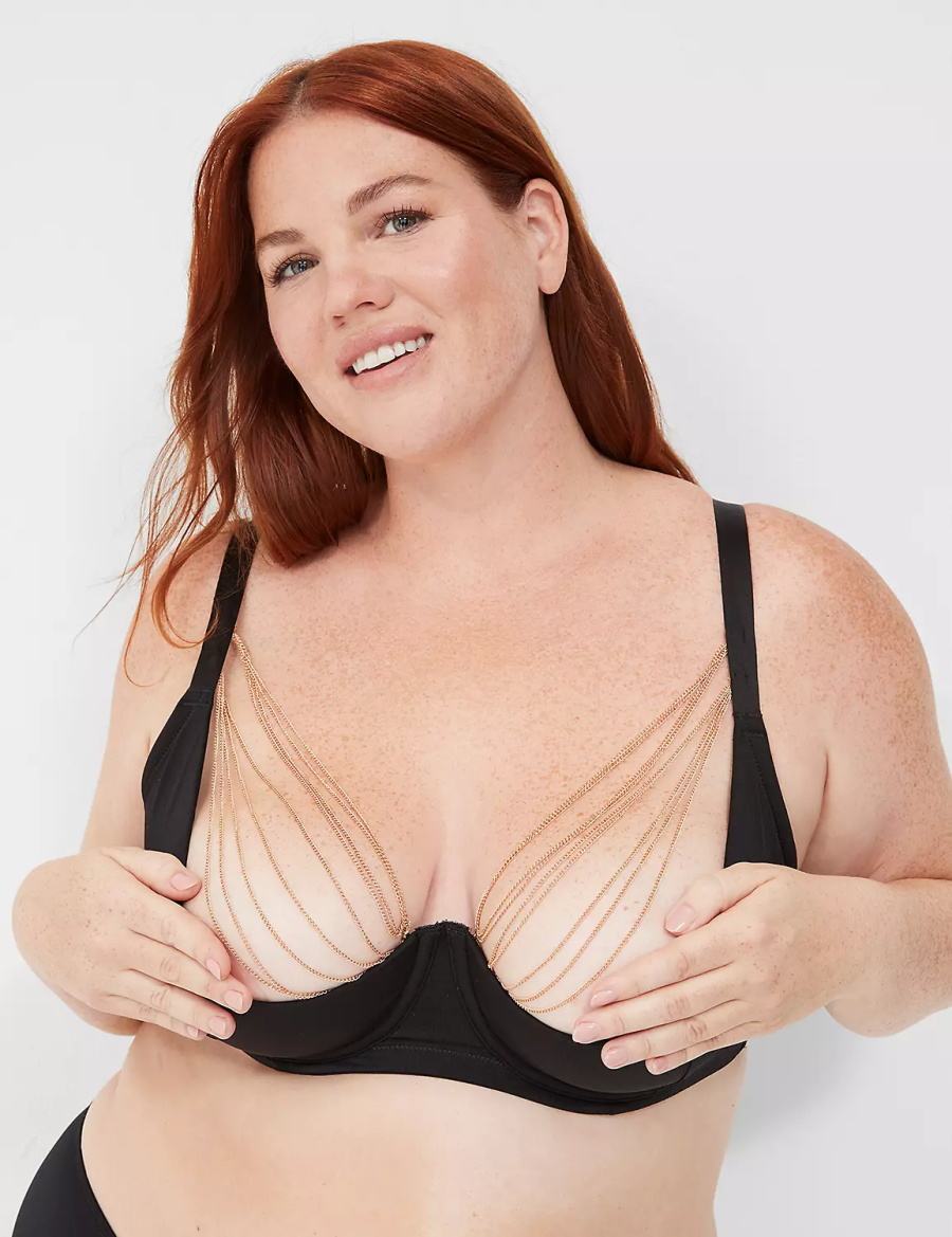 Lane Bryant Chain Quarter Cup Bralette Donna Nere | CGI5212ME