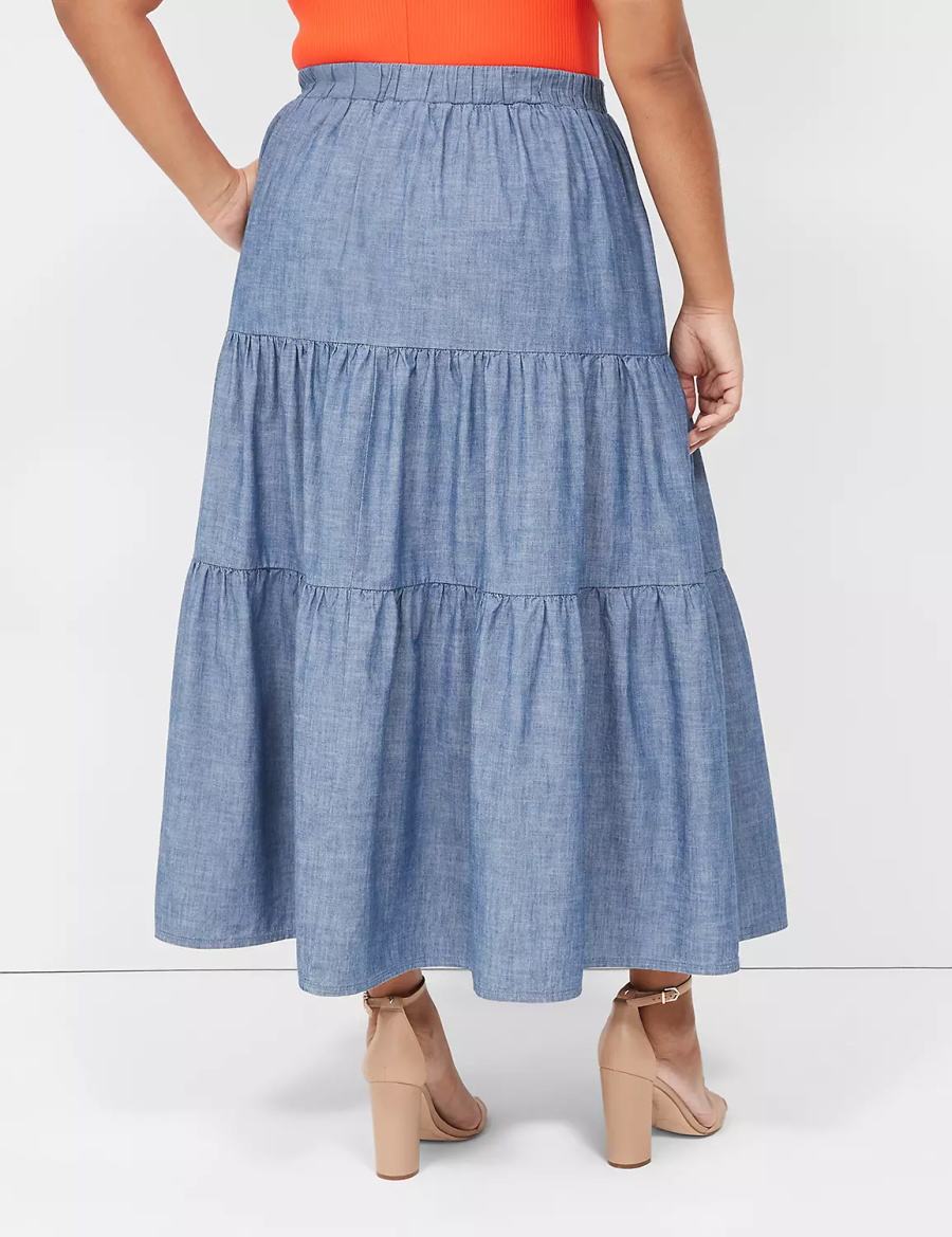 Lane Bryant Chambray Maxi Gonne Donna Blu | ORW957PQ