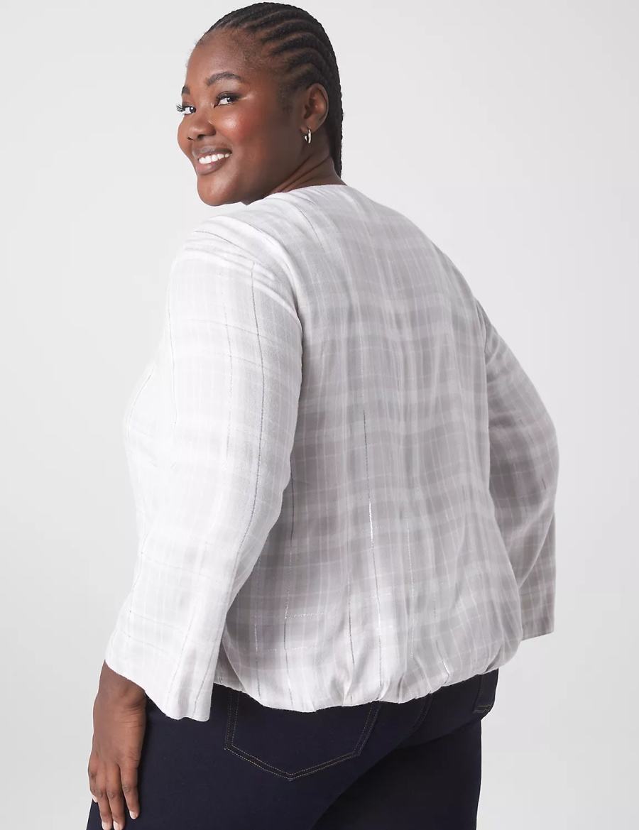 Lane Bryant Classic Button-Down Tie-Hem Top Camicie Donna Bianche | JJB4534RX