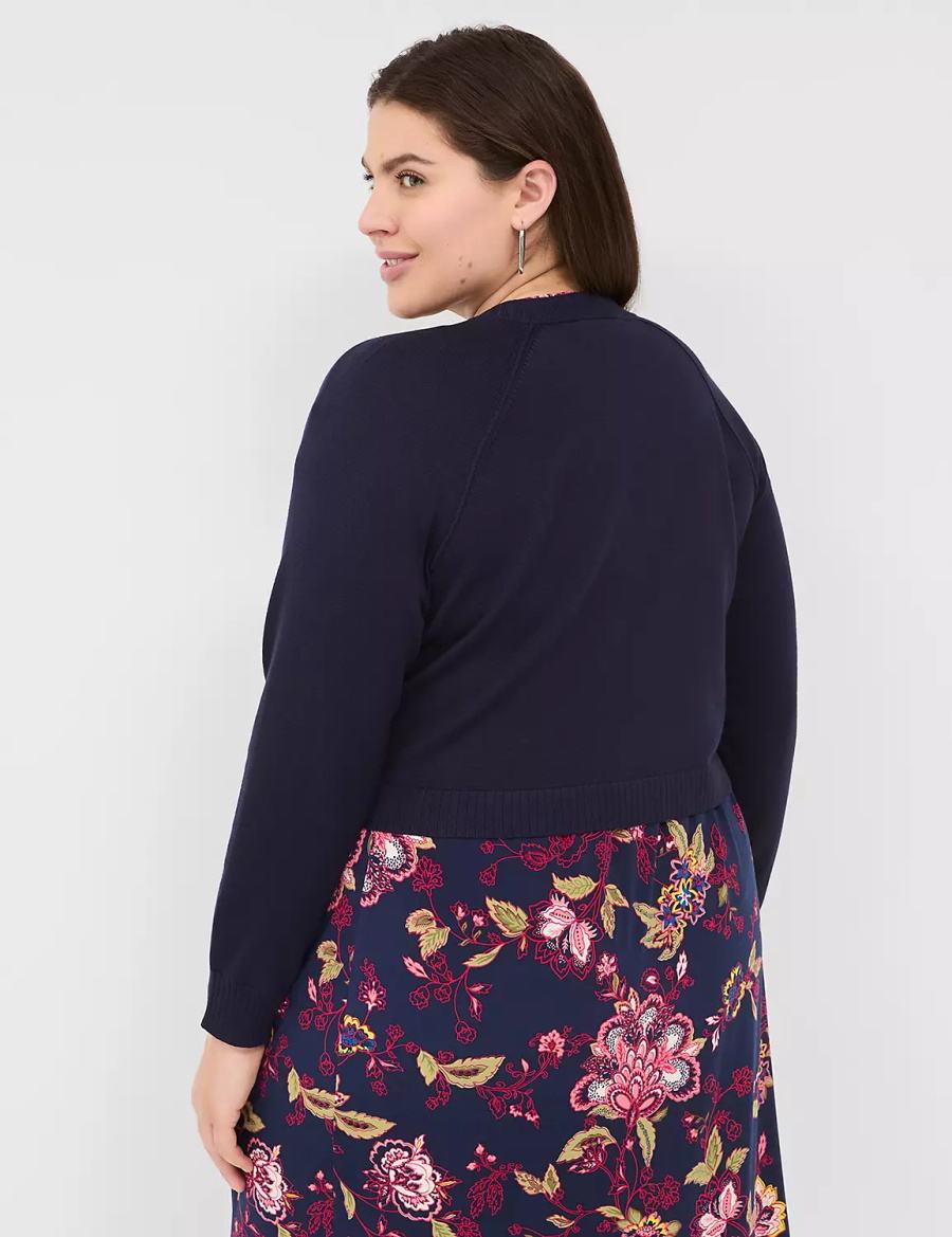 Lane Bryant Classic Long Sleeve Open Front Shrug Maglioni Donna Blu | MEM6447YK