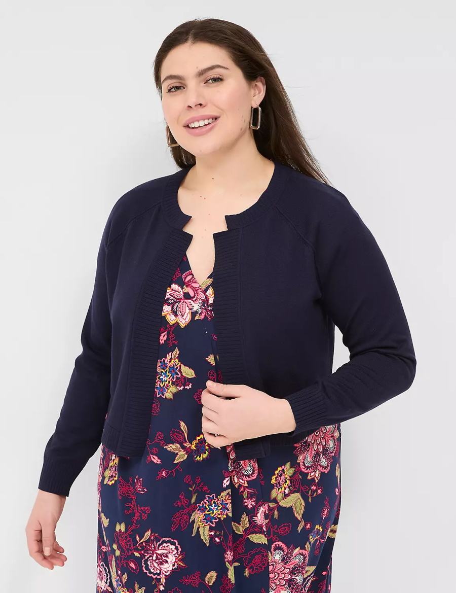 Lane Bryant Classic Long Sleeve Open Front Shrug Maglioni Donna Blu | MEM6447YK