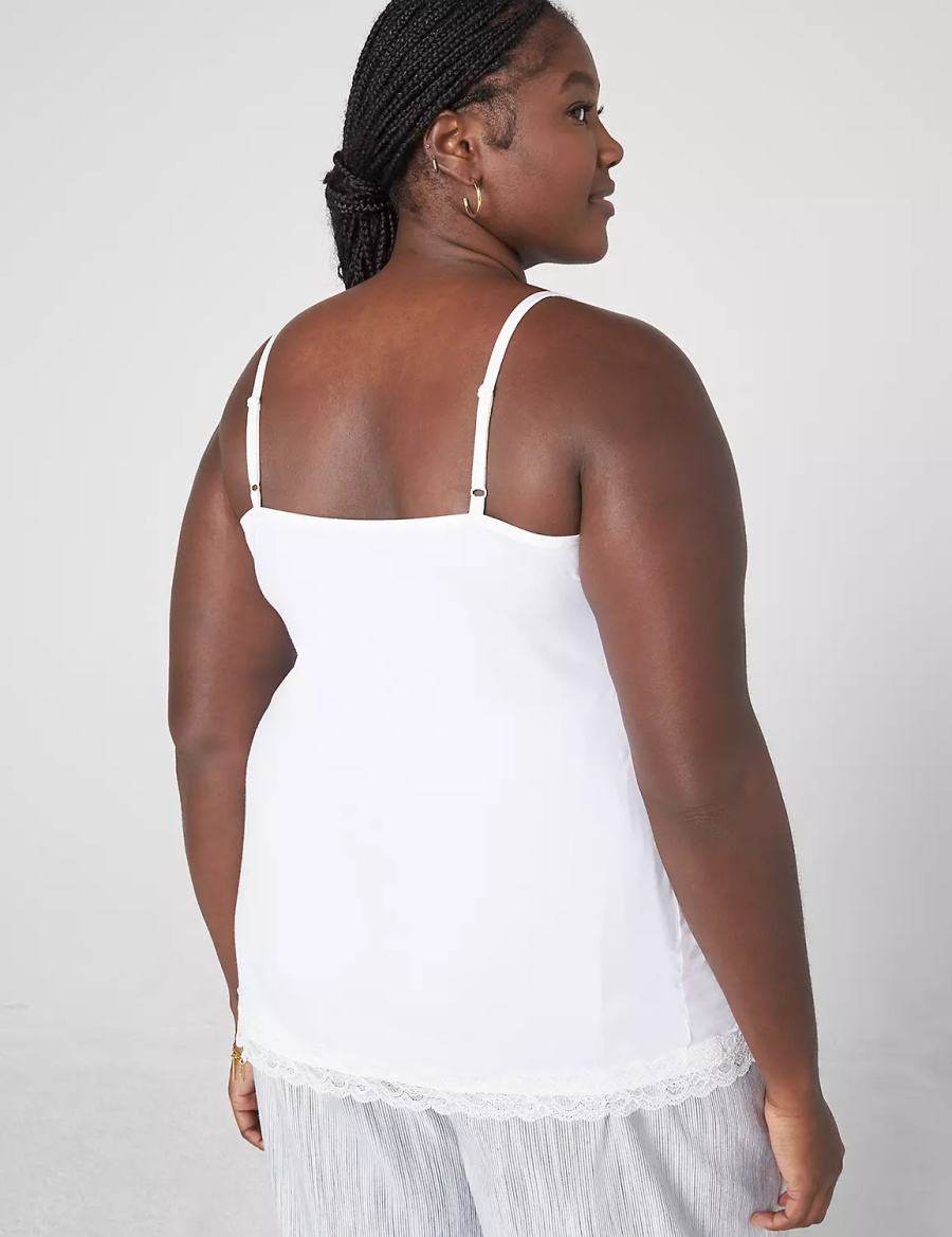 Lane Bryant Classic V-Neck Lace Trim Cami Canotta Donna Bianche | BBC5947CJ