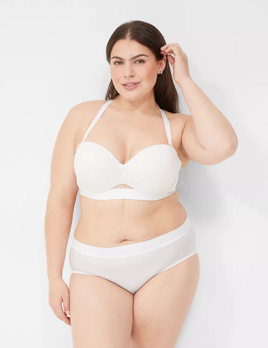 Lane Bryant Comfort Bliss Lightly Lined Multi-Way With Lace Reggiseni Senza Spalline Donna Bianche | SUC9639RX