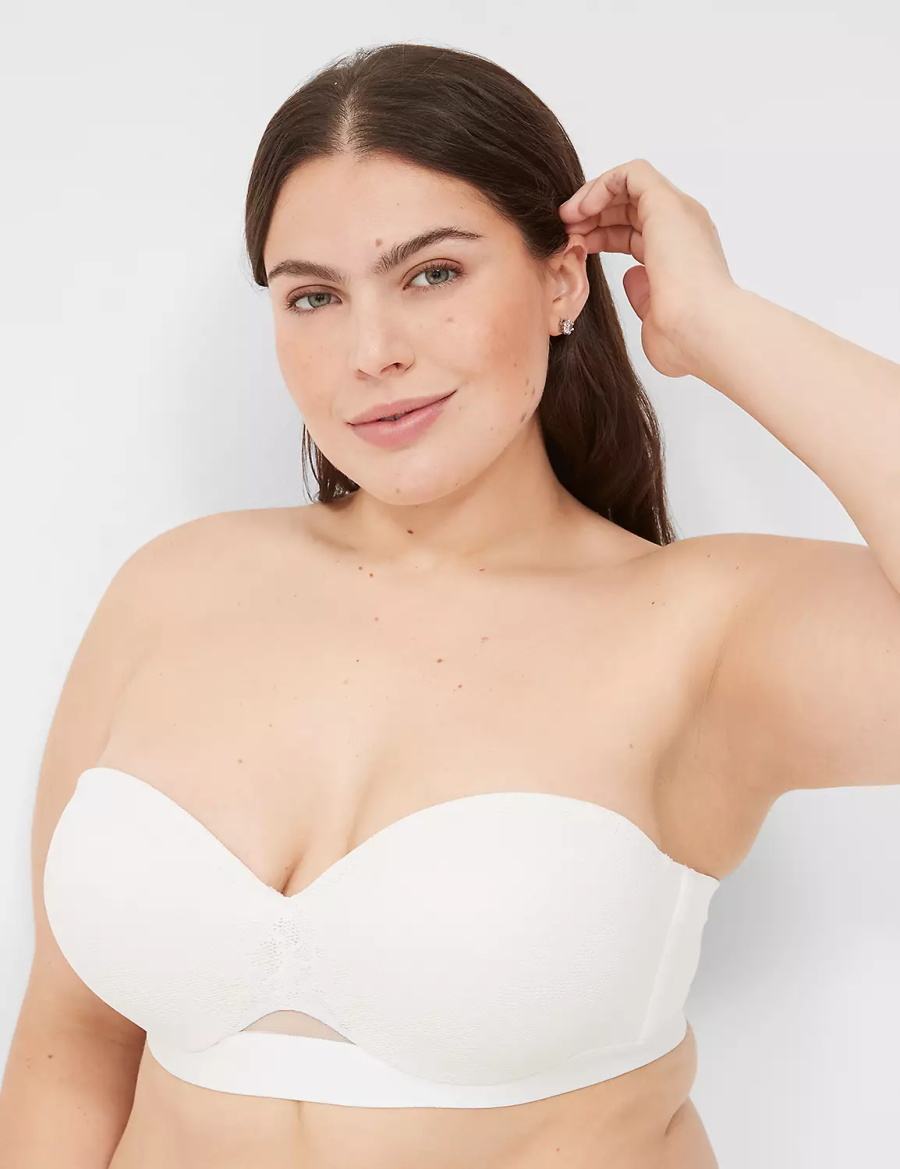 Lane Bryant Comfort Bliss Lightly Lined Multi-Way With Lace Reggiseni Senza Spalline Donna Bianche | SUC9639RX