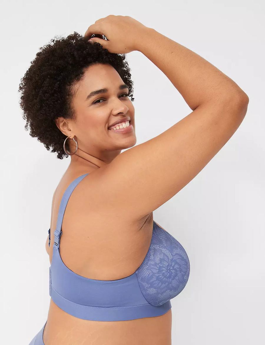 Lane Bryant Comfort Bliss Lightly Lined Plunge Bralette Donna Blu | FZJ1276EK