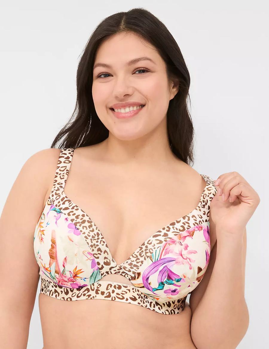 Lane Bryant Comfort Bliss Lightly Lined Plunge Bralette Donna Bianche Colorate | ZGN4753KV