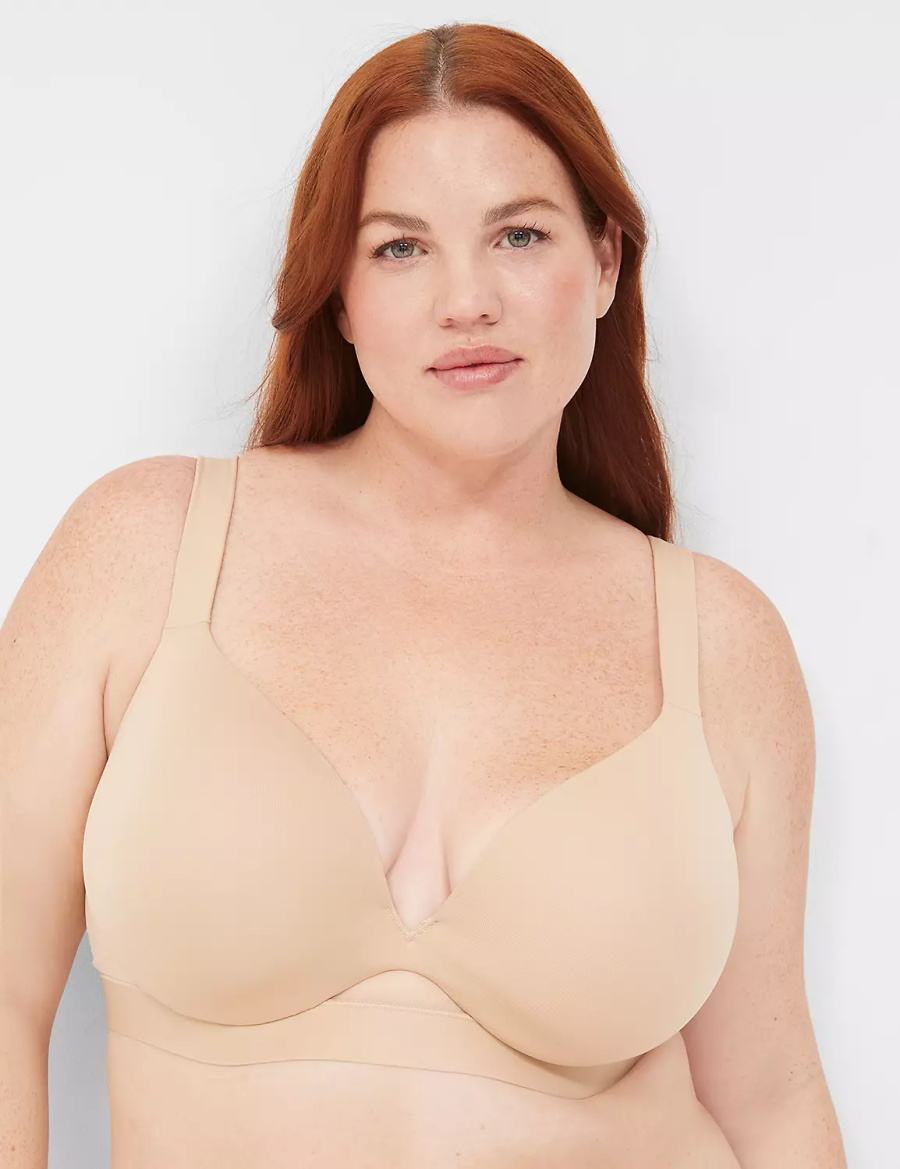 Lane Bryant Comfort Bliss Lightly Lined Plunge Bralette Donna Beige | LTO387EE