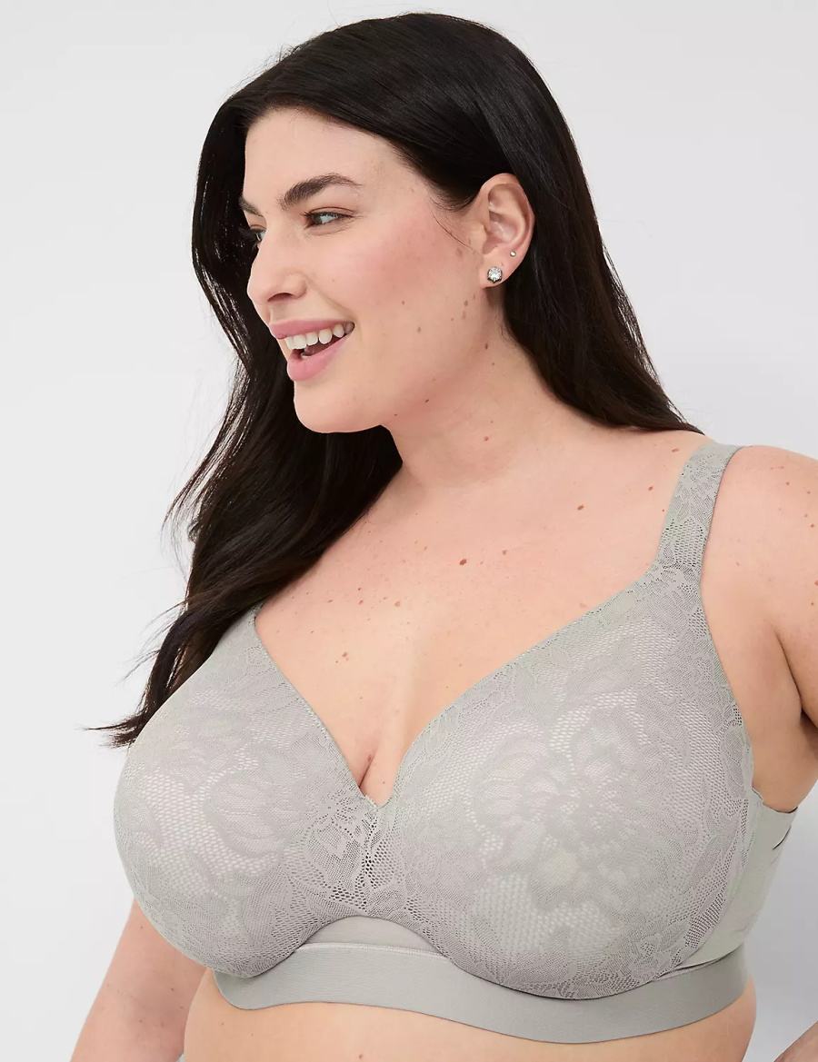 Lane Bryant Comfort Bliss Lightly Lined Full Coverage With Lace Bralette Donna Grigie | YTN988SP