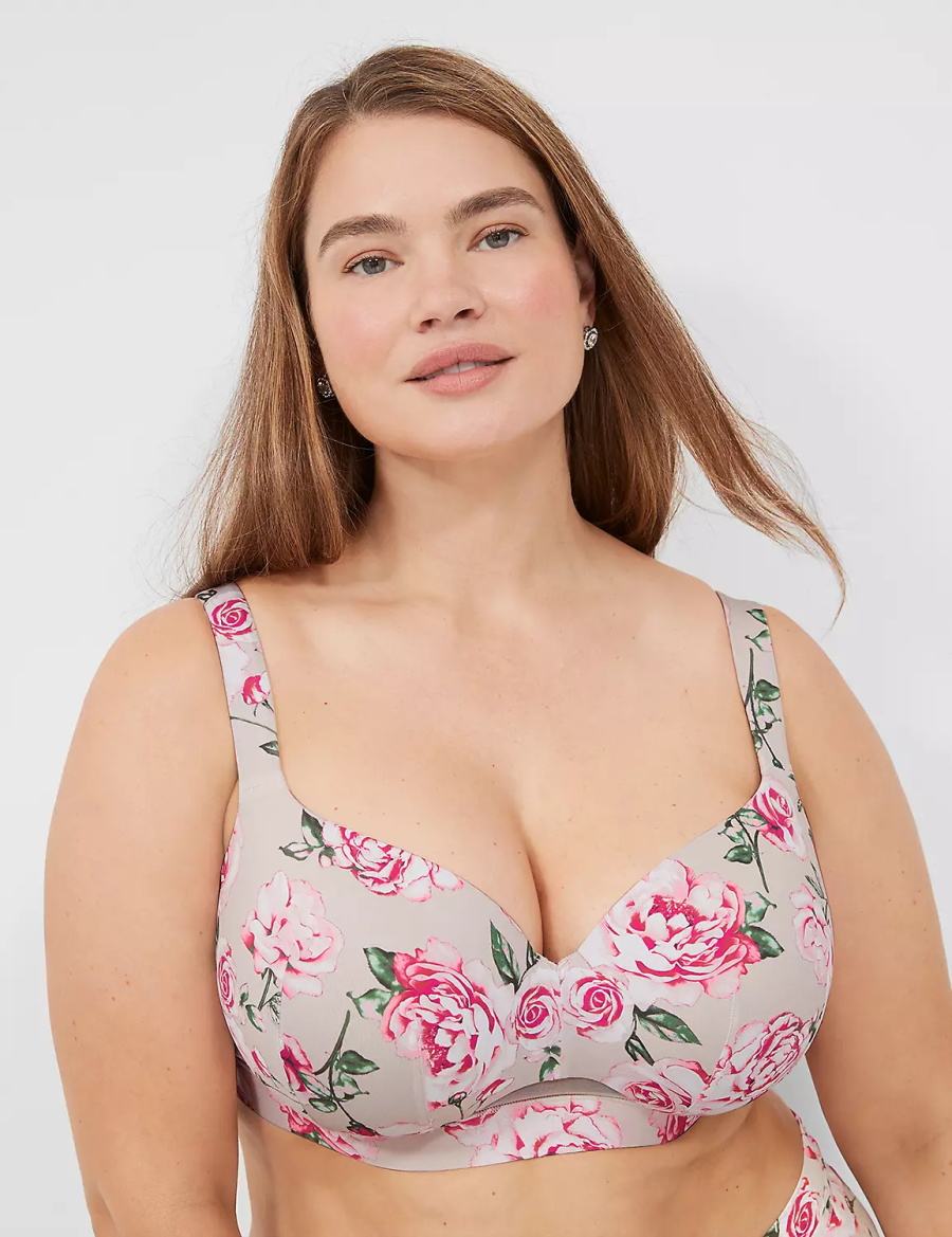 Lane Bryant Comfort Bliss Lightly Lined Reggiseno A Balconcino Donna Rosa Grigie | GFU3769HX