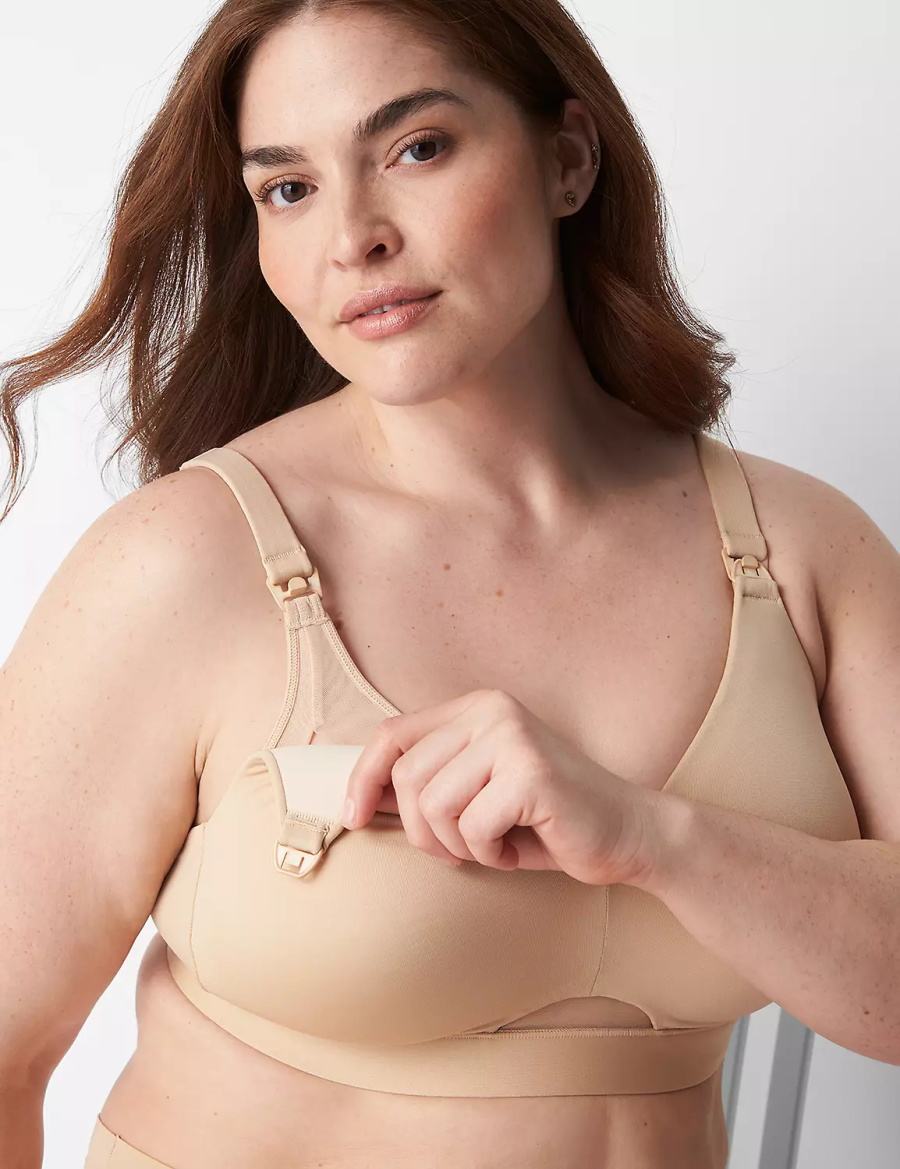 Lane Bryant Comfort Bliss Nursing Bralette Donna Beige | SZF9422GY