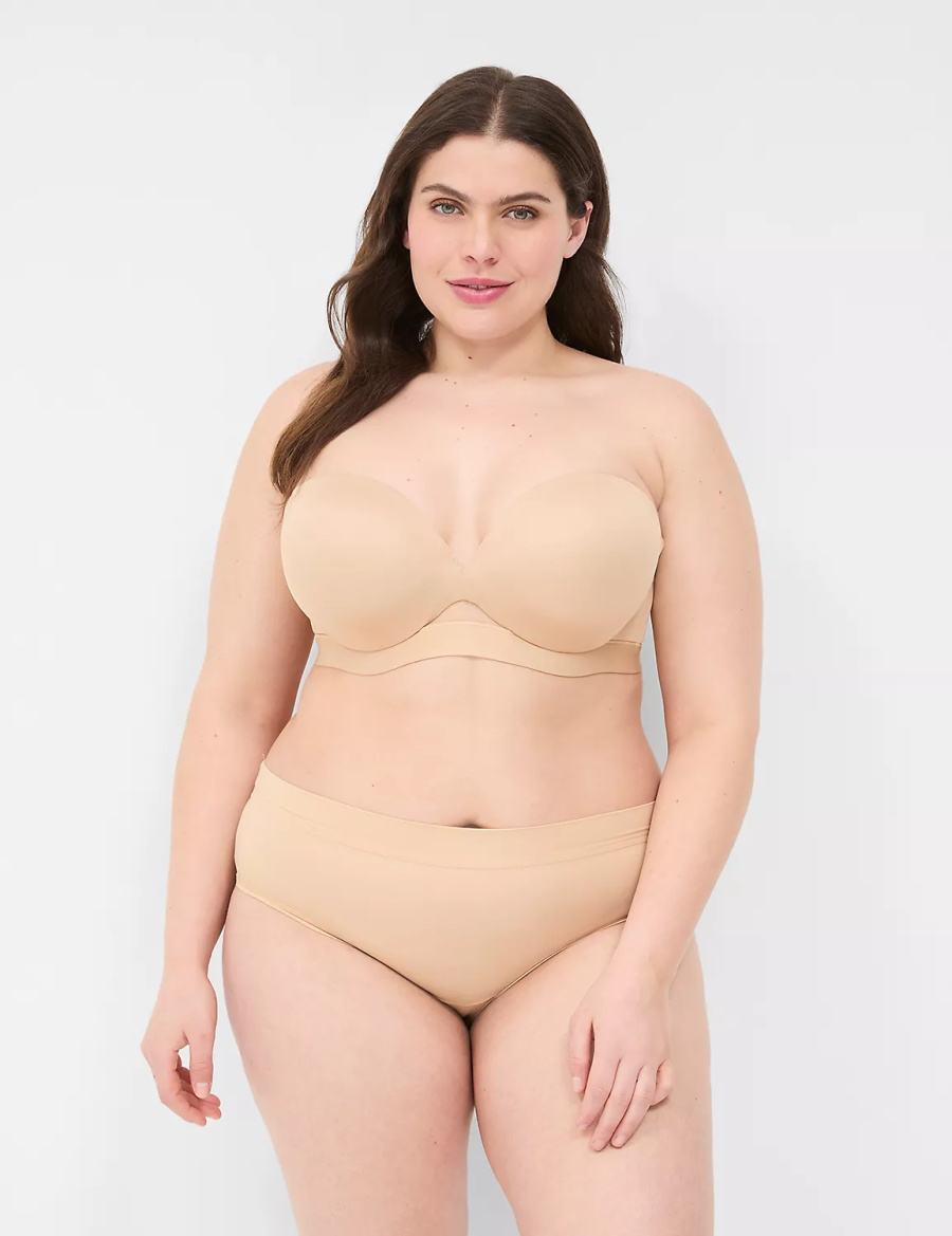 Lane Bryant Comfort Bliss Plunge Multi-Way Reggiseni Senza Spalline Donna Beige | JXK8095UE