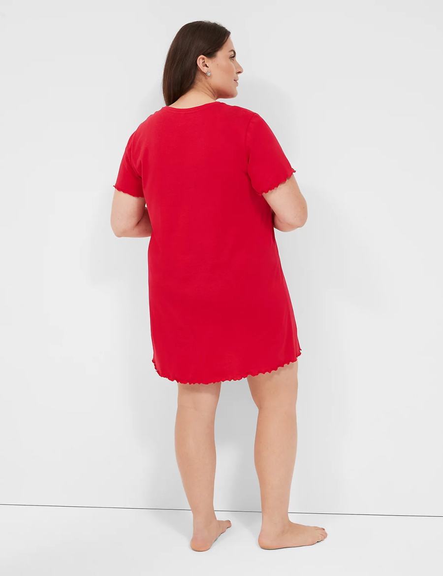 Lane Bryant Comfy Cotton Lettuce-Hem Sleepshirt Magliette Donna Rosse | ENG498PJ