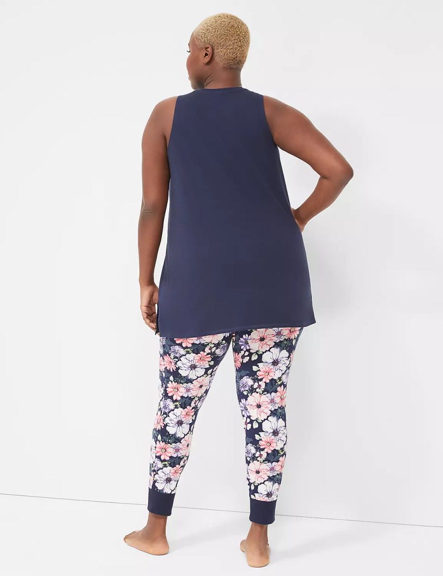 Lane Bryant Comfy Cotton Pocket Tunic & Legging PJ Set Pigiama Donna Blu Marino | TJY1874NU